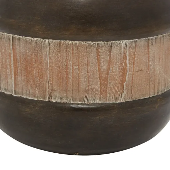 Kirkland's Home Decorative Bowls & Jars-Mahogany Wood And Metal Jar With Lid, 11 In.