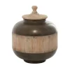 Kirkland's Home Decorative Bowls & Jars-Mahogany Wood And Metal Jar With Lid, 14 In.