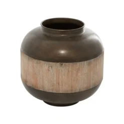 Kirkland's Home Decorative Bowls & Jars-Mahogany Wood And Metal Jar With Lid, 14 In.