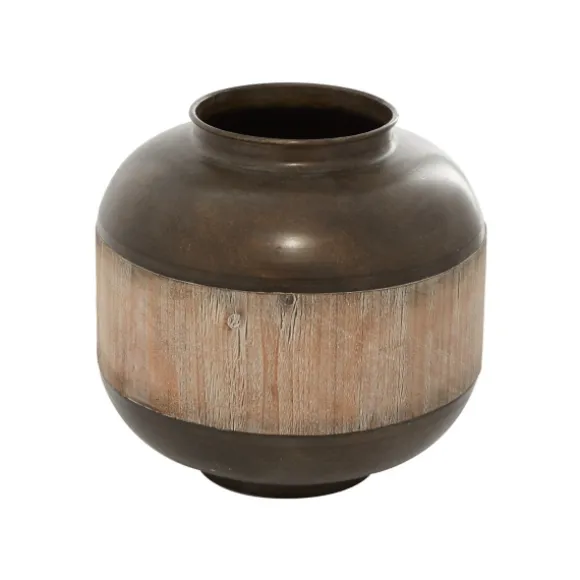 Kirkland's Home Decorative Bowls & Jars-Mahogany Wood And Metal Jar With Lid, 14 In.