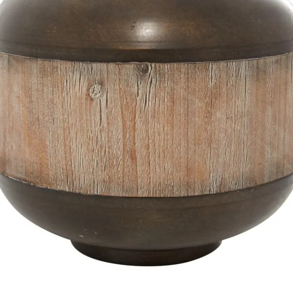 Kirkland's Home Decorative Bowls & Jars-Mahogany Wood And Metal Jar With Lid, 14 In.