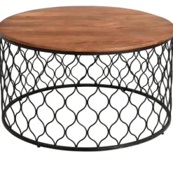 Kirkland's Home Coffee Tables-Mango Wood And Black Iron Coffee Table