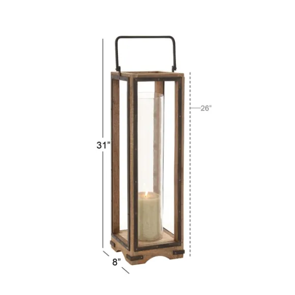 Kirkland's Home Lanterns-Mango Wood Frame Lantern, 31 In.