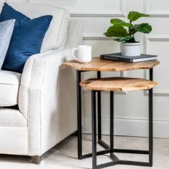 Kirkland's Home Accent & End Tables-Mango Wood Nesting Accent Tables, Set Of 2