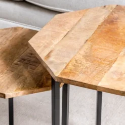 Kirkland's Home Accent & End Tables-Mango Wood Nesting Accent Tables, Set Of 2