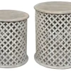 Kirkland's Home Accent & End Tables-Mango Wood Pierced Accent Tables, Set Of 2
