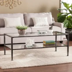 Kirkland's Home Coffee Tables-Mara Glass And Metal Coffee Table