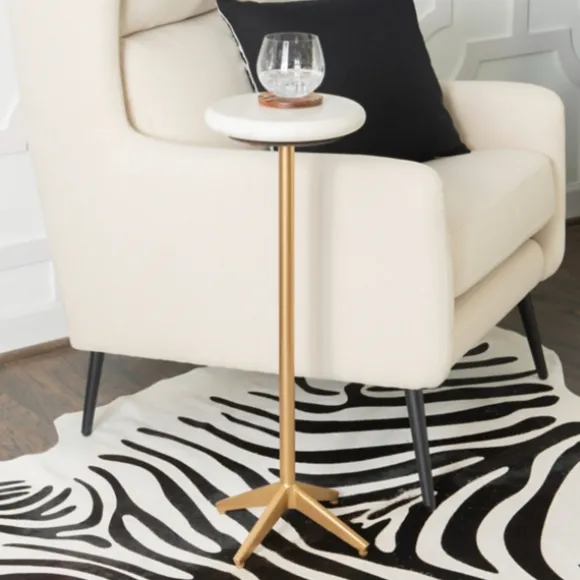 Kirkland's Home Accent & End Tables-Marble And Gold Base Cocktail Table