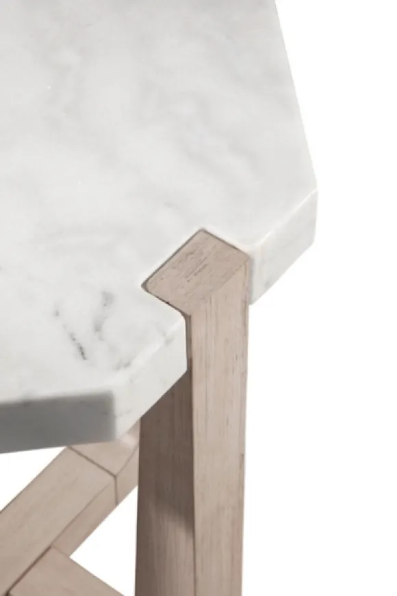 Kirkland's Home Accent & End Tables-Marble Top Tapered Legs Accent Table