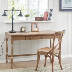 Kirkland's Home Office Furniture-Martha Stewart Natural Wood Turned Legs Desk