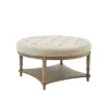 Kirkland's Home Benches & Ottomans-Martha Stewart Round Cream Ottoman With Shelf