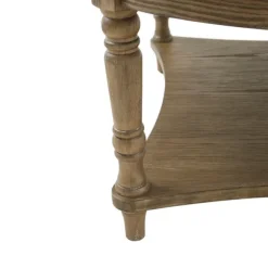 Kirkland's Home Benches & Ottomans-Martha Stewart Round Cream Ottoman With Shelf