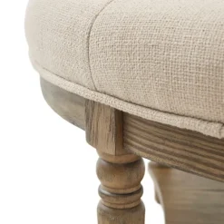 Kirkland's Home Benches & Ottomans-Martha Stewart Round Cream Ottoman With Shelf