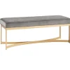 Kirkland's Home Entryway Furniture-Martha Stewart Upholstered Gold Metal Base Bench