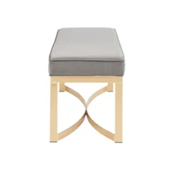 Kirkland's Home Entryway Furniture-Martha Stewart Upholstered Gold Metal Base Bench