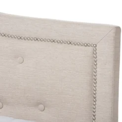 Kirkland's Home Beds & Headboards-Mary Beige Button Tufted Kind Bed Frame
