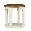 Kirkland's Home Accent & End Tables-Mary White And Natural Wooden Round Accent Table