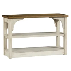 Kirkland's Home Entryway Furniture-Mary White And Natural Wooden Console Table