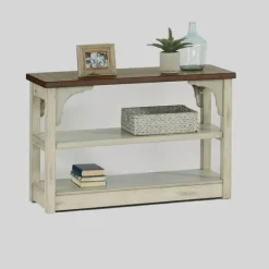 Kirkland's Home Entryway Furniture-Mary White And Natural Wooden Console Table