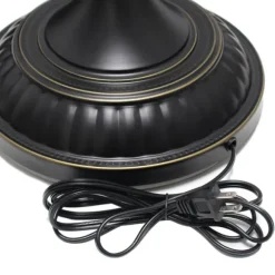 Kirkland's Home Floor Lamps-Matte Black And Amber Glass Torchiere