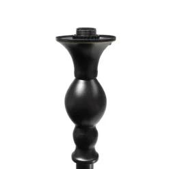 Kirkland's Home Floor Lamps-Matte Black And Amber Glass Torchiere