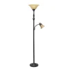 Kirkland's Home Floor Lamps-Matte Bronze And Amber Reading Arm Torchiere