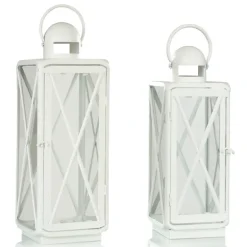 Kirkland's Home Lanterns-Matte Lattice Lanterns, Set Of 2