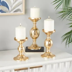 Kirkland's Home Candle Holders-Matte Metal 3-Pc. Pillar Candle Holder Set