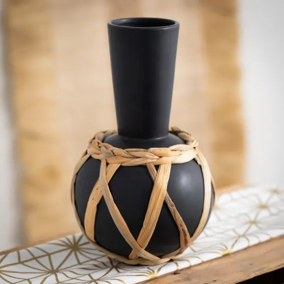 Kirkland's Home Vases-Matte Rattan Wrapped Vase