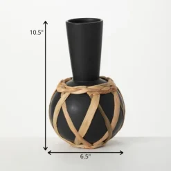 Kirkland's Home Vases-Matte Rattan Wrapped Vase