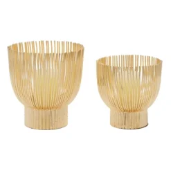 Kirkland's Home Candle Holders-Matte Straws 2-Pc. Votive Candle Holder Set