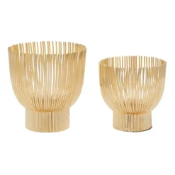 Kirkland's Home Candle Holders-Matte Straws 2-Pc. Votive Candle Holder Set