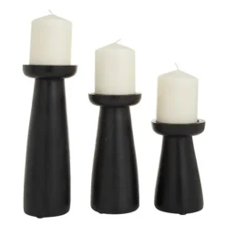 Kirkland's Home Candle Holders-Matte Wood T-Shape Candle Holders, Set Of 3