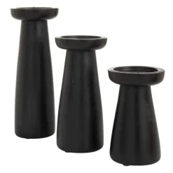 Kirkland's Home Candle Holders-Matte Wood T-Shape Candle Holders, Set Of 3