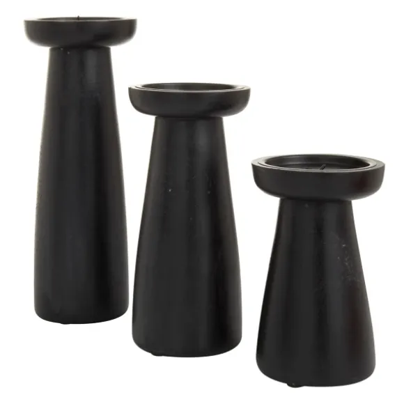 Kirkland's Home Candle Holders-Matte Wood T-Shape Candle Holders, Set Of 3