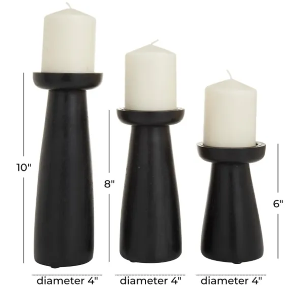 Kirkland's Home Candle Holders-Matte Wood T-Shape Candle Holders, Set Of 3