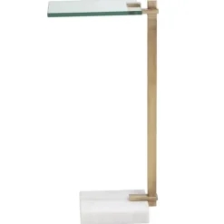 Kirkland's Home Accent & End Tables-Metal And Glass Top Accent Table