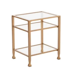 Kirkland's Home Accent & End Tables-Metal And Tempered Glass Side Table