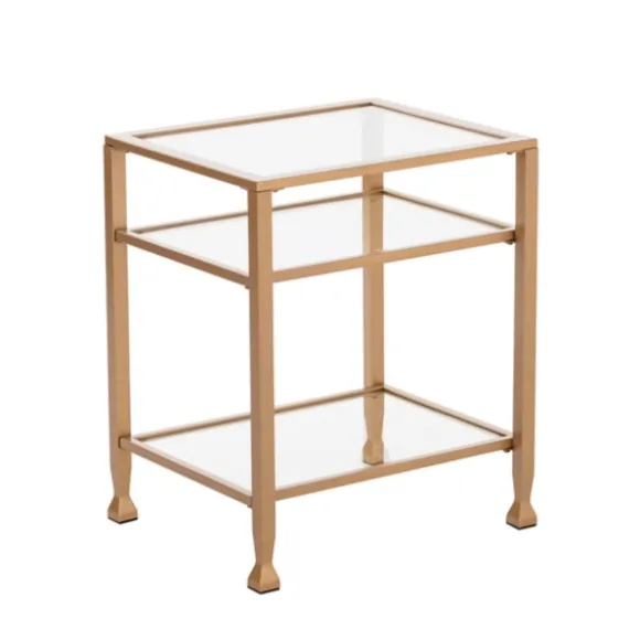 Kirkland's Home Accent & End Tables-Metal And Tempered Glass Side Table