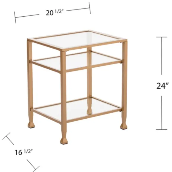 Kirkland's Home Accent & End Tables-Metal And Tempered Glass Side Table