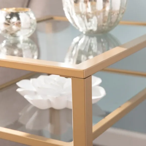 Kirkland's Home Accent & End Tables-Metal And Tempered Glass Side Table