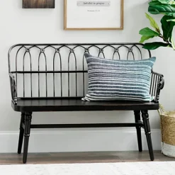 Kirkland's Home Entryway Furniture-Metal And Wood Amy Bench
