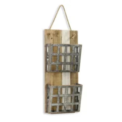 Kirkland's Home Wall Storage-Metal And Wood 2-Tier Mail Holder Wall Plaque