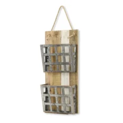 Kirkland's Home Wall Storage-Metal And Wood 2-Tier Mail Holder Wall Plaque