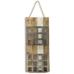 Kirkland's Home Wall Storage-Metal And Wood 2-Tier Mail Holder Wall Plaque