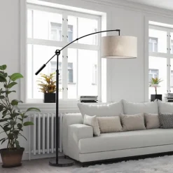 Kirkland's Home Floor Lamps-Metal Arched Oversized Shade Floor Lamp