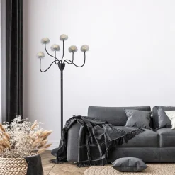 Kirkland's Home Floor Lamps-Metal 6-Arm Pom Pom Floor Lamp