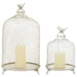 Kirkland's Home Lanterns-Metal Bird Cage Cloche Lanterns, Set Of 2