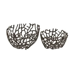 Kirkland's Home Decorative Bowls & Jars-Metal Coral Frame Bowls, Set Of 2