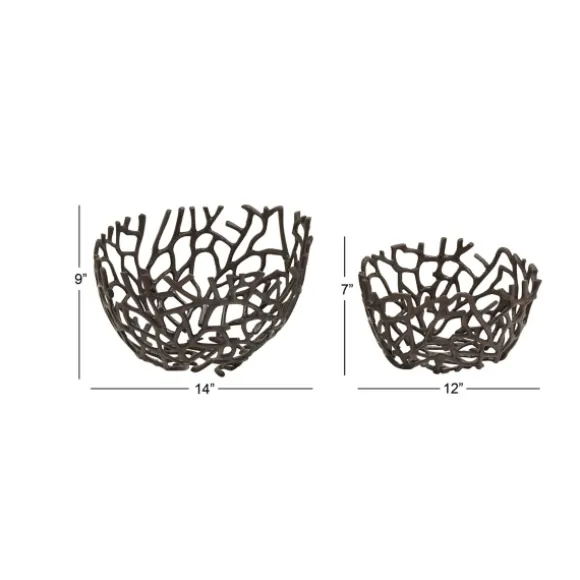 Kirkland's Home Decorative Bowls & Jars-Metal Coral Frame Bowls, Set Of 2
